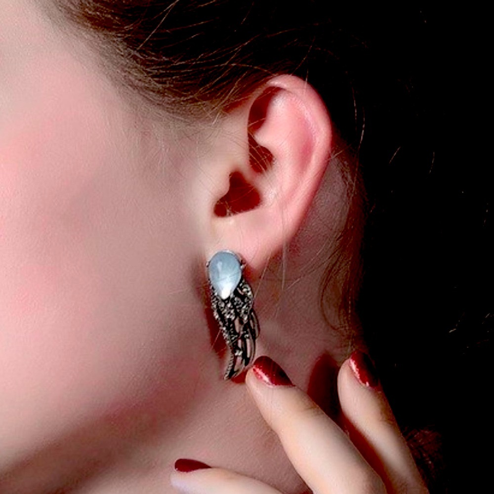 Blue Crystal Wing Earrings 💎